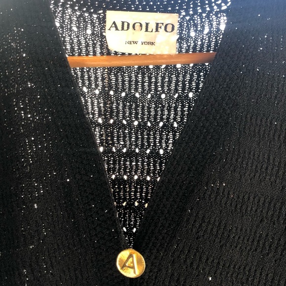 Vtg 70s ADOLFO New York Gold A Button Pointelle Knit ILGWU USA Cardigan Blazer - Picture 13 of 16